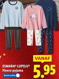 Lidl Esmara lupilu fleece pyjama aanbieding