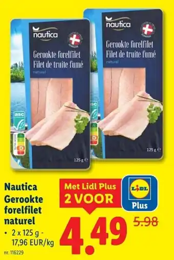 Lidl Nautica Gerookte forelfilet naturel aanbieding