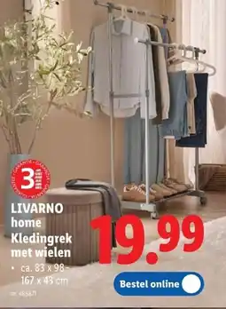 Lidl Livarno home kledingrek met wielen aanbieding