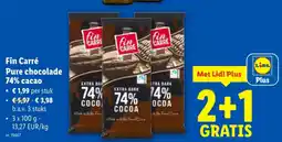 Lidl Fin Carré Pure chocolade 74% сасao aanbieding