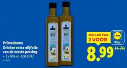 Lidl Primadonna Griekse extra olijfolie van de eerste persing aanbieding