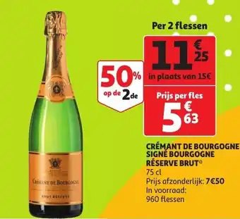 Auchan Crémant De Bourgogne Signé Bourgogne Réserve Brut aanbieding