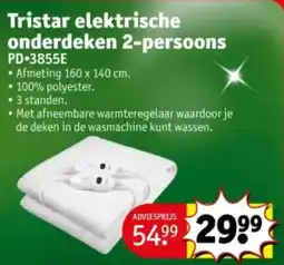 Kruidvat Tristar elektrische onderdeken 2-persoons PD-3855E aanbieding