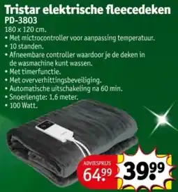 Kruidvat Tristar elektrische fleecedeken PD-3803 aanbieding