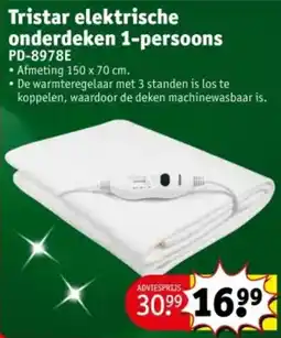 Kruidvat Tristar elektrische onderdeken 1-persoons PD-8978E aanbieding
