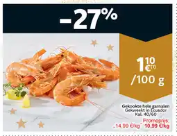 Cora Gekookte hele garnalen Gekweekt in Ecuador Kal. 40/60 aanbieding