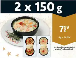 Cora Kookpotje met duivelse scampi's of met look aanbieding