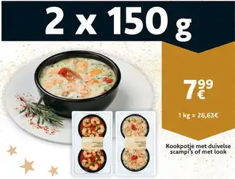 Cora Kookpotje met duivelse scampi's of met look aanbieding