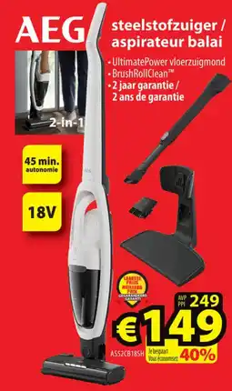 ElectroStock AEG steelstofzuiger / aspirateur balai AS52CB18SH aanbieding