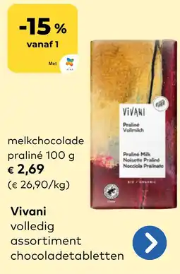 Bio Planet Vivani Melkchocolade Praliné aanbieding