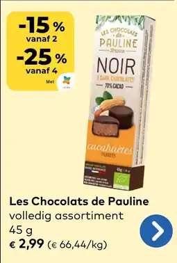 Bio Planet Les Chocolats de Pauline volledig assortiment aanbieding