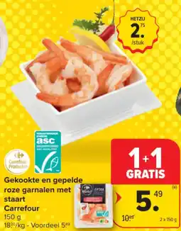 Carrefour Market Gekookte en gepelde roze garnalen met staart Carrefour aanbieding