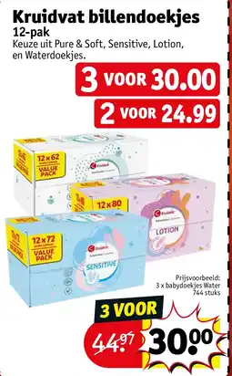 Kruidvat 3 x babydoekjes Water 744 stuks aanbieding