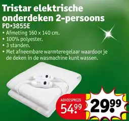 Kruidvat Tristar elektrische onderdeken 2-persoons aanbieding