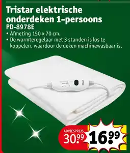 Kruidvat Tristar elektrische onderdeken 1-persoons aanbieding