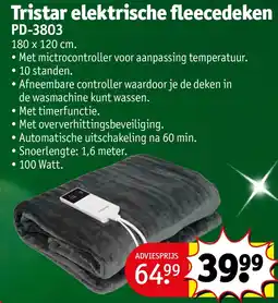 Kruidvat Tristar elektrische fleecedeken aanbieding