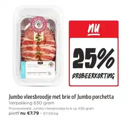 Jumbo Jumbo vleesbroodje met brie of Jumbo porchetta aanbieding