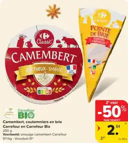 Carrefour Market Camembert coulommiers en brie carrefour en carrefour bio aanbieding