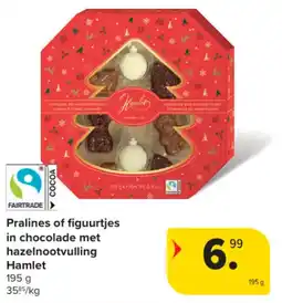Carrefour Market Pralines of figuurtjes in chocolade met hazelnootvulling hamlet aanbieding