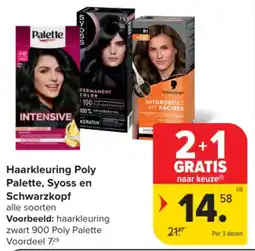Carrefour Market Haarkleuring poly palette syoss en schwarzkopf aanbieding