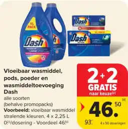 Carrefour Market Vloeibaar wasmiddel pods poeder en wasmiddeltoevoeging dash aanbieding