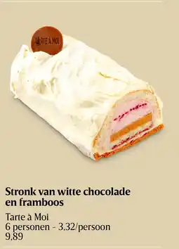 Delhaize Stronk van witte chocolade en framboos aanbieding