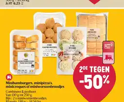 Delhaize Minihamburgers, minipizza’s, minicroques of miniworstenbroodjes aanbieding
