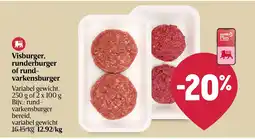 Delhaize Visburger, runderburger of rundvarkensburger aanbieding