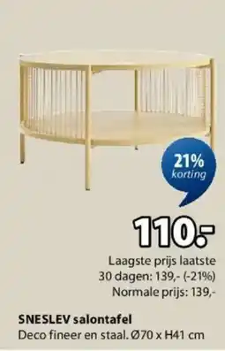 Jysk Sneslev Salontafel aanbieding