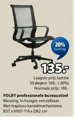 Jysk Folby Professionele Bureaustoel aanbieding