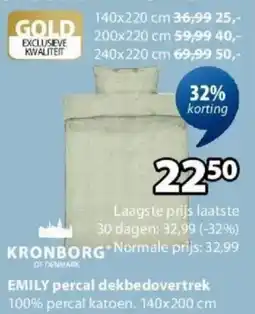 Jysk Emily Percal Dekbedovertrek aanbieding