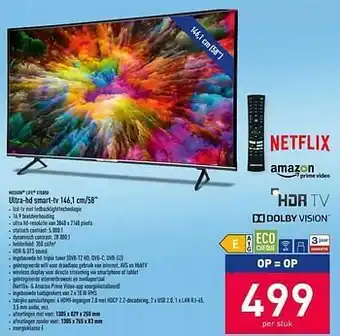 ALDI Medion life x15850 ultra-hd smart-tv 146,1 cm-58`` aanbieding