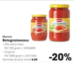 Hanos Manna Bolognaisesaus aanbieding