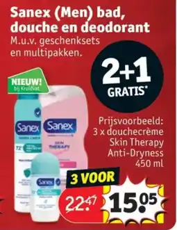 Kruidvat Sanex Men bad, douche en Deodorant aanbieding