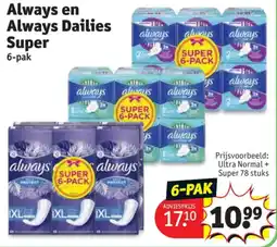 Kruidvat Always en Always Dailies Super aanbieding