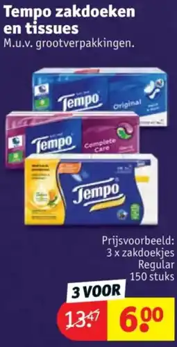 Kruidvat Tempo zakdoeken en tissues aanbieding
