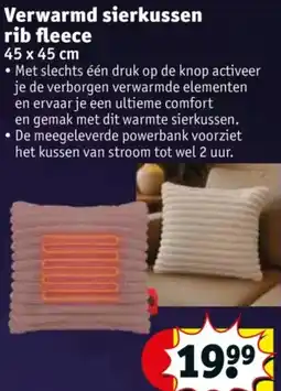 Kruidvat Verwarmd sierkussen rib fleece aanbieding