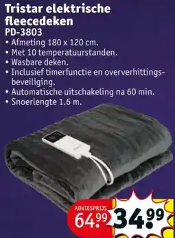 Kruidvat Tristar elektrische fleecedeken PD-3803 aanbieding