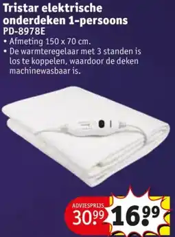 Kruidvat Tristar elektrische onderdeken 1-persoons PD-8978E aanbieding