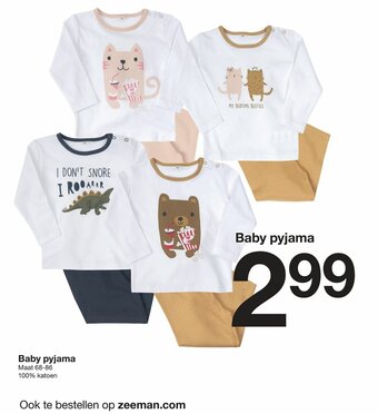 Zeeman Baby pyjama Maat 68-86 100% katoen aanbieding