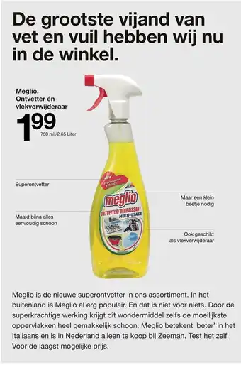 Meglio. Ontvetter en vlekverwijderaar 750ml./2,65 liter