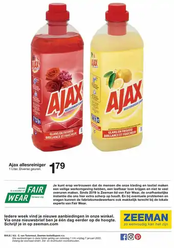 Zeeman Ajax allesreiniger 1 liter aanbieding
