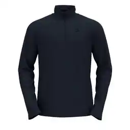 Decathlon ODLO Odlo Midlayer 1/2 zip ROY Thermoshirt DONKER SAFFIER - ZWART - STREPEN XL aanbieding