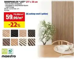 Hubo WANDPANELEN LATT 277 x 30 cm aanbieding