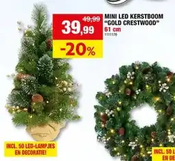 Hubo MINI LED KERSTBOOM GOLD CRESTWO CRESTWOOD 61 cm aanbieding