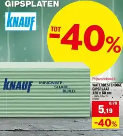 Hubo WATERBESTENDIGE GIPSPLAAT GIPSPLAAT. 120 x 60 cm aanbieding