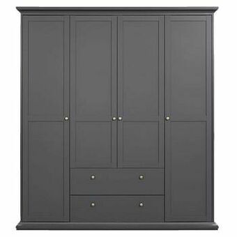 Leen Bakker Kleerkast Amber - antraciet - 200,6x181x60,5 cm - Leen Bakker aanbieding