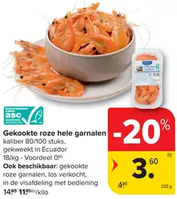Carrefour Gekookte roze hele garnalen aanbieding