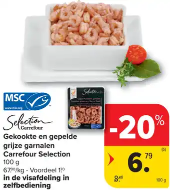 Gekookte en gepelde grijze garnalen Carrefour Selection