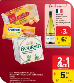 Carrefour Kaas Apéricube La Vache qui rit, Boursin, Maredsous Fagotin en Maredsous in blok aanbieding